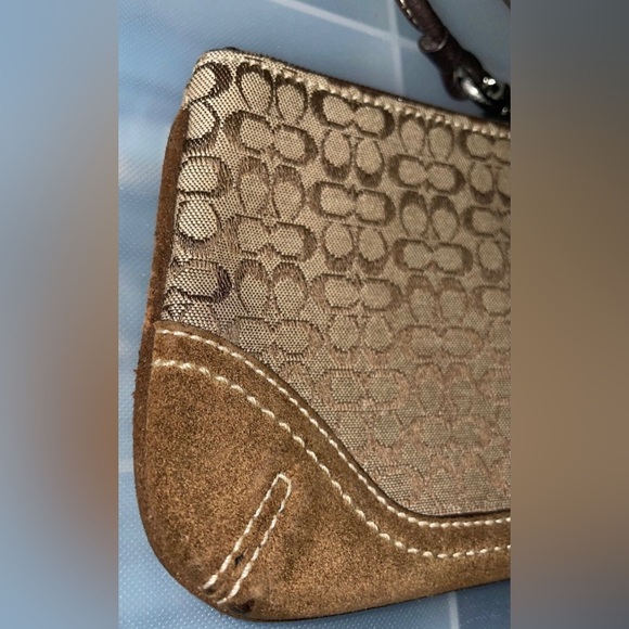 COACH SIGNATURE MINI C”s BROWN ID COIN CREDIT CARDS CASE POUCH WRISTLET RARE - Picture 6 of 9